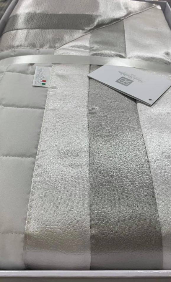 Satin Silver Border Bedspread