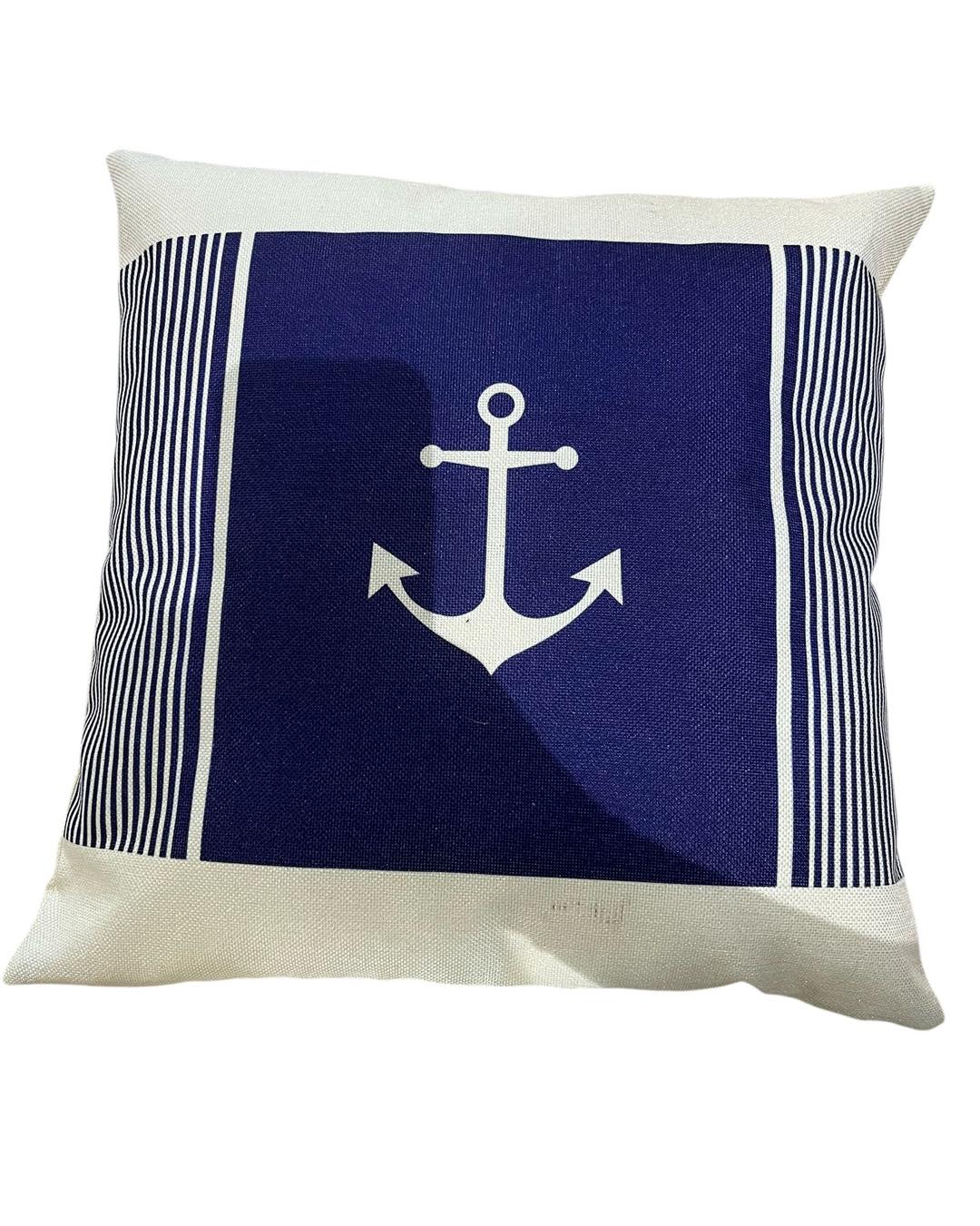 White Anchor Cushion Cover
