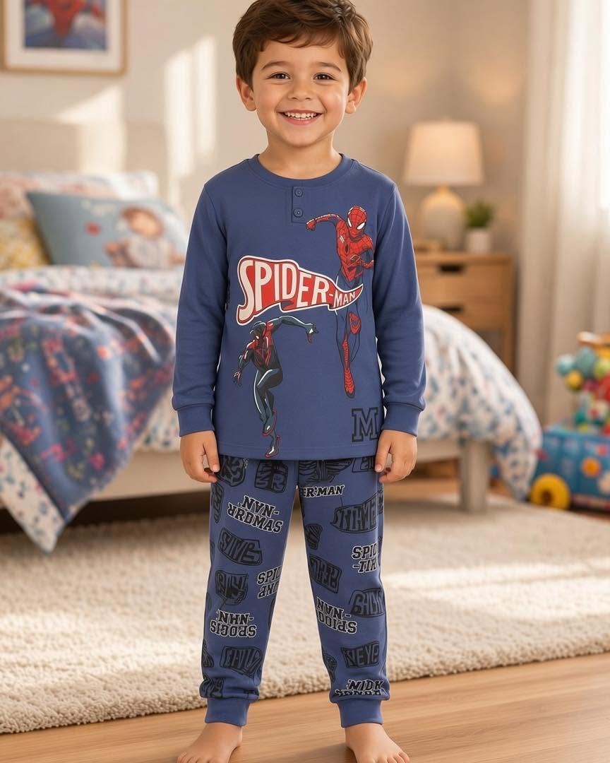 Blue Spiderman Sign Cotton Pyjamas