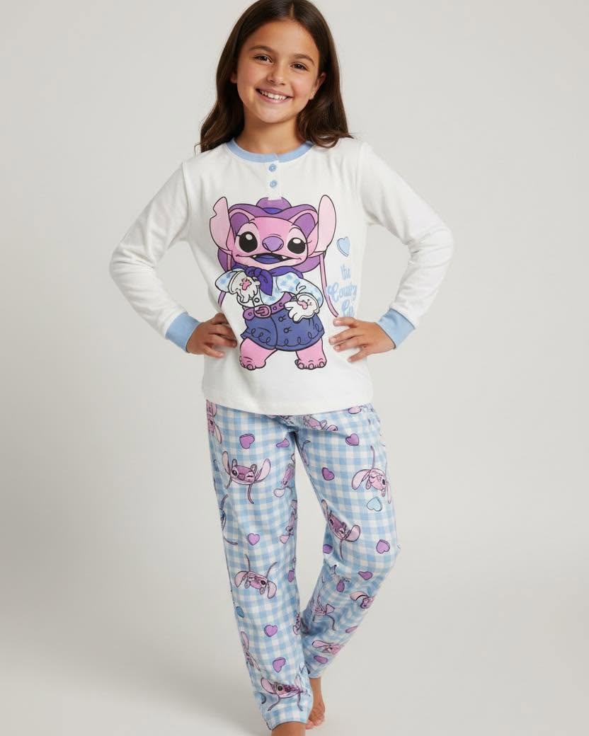 Light Blue Stitch Character Light Cotton Pyjamas 